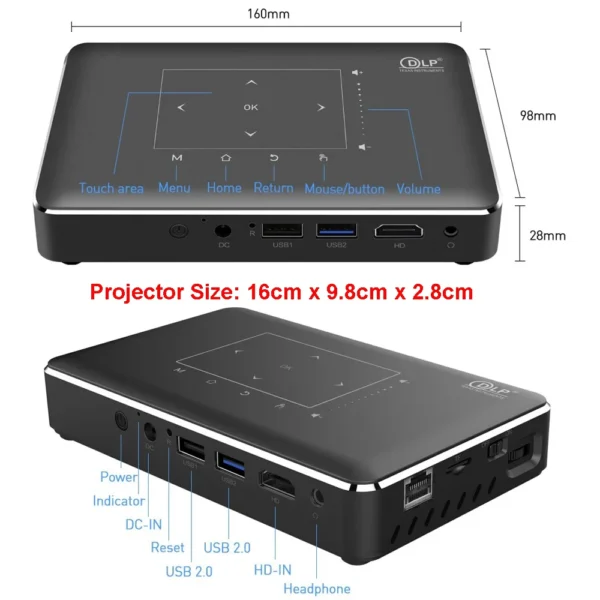 Smartldea Mini 4K 3D projector android 9.0 Dual 2.4G 5G wifi BT4.1 smart proyector full hd 1080p video game Beamer SBS TNB 3D - Image 2