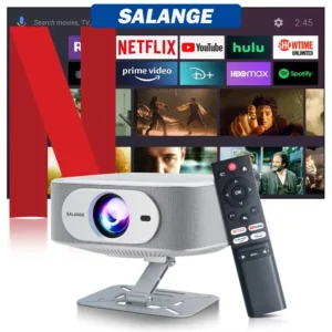 Salange 1080P Projector 4K Video Supported Android 13.0 OS Auto Keystone Electric Focus 300 Inches Big Screen Bluetooth 5.2