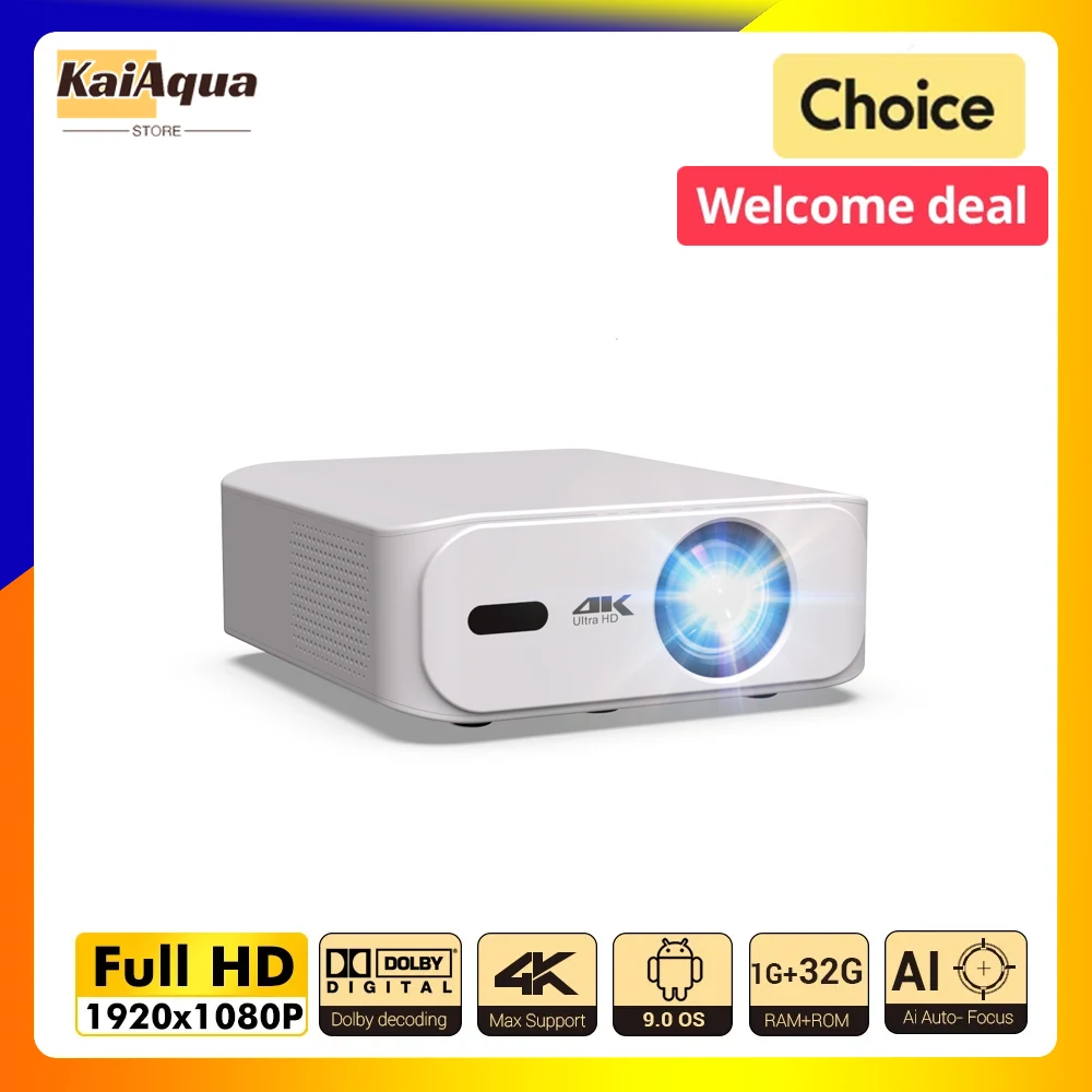 Top Query Full HD 1080P Projector 4K 1000ANSI Android WiFi Auto Focus 10W*2 Home Theater Projector for Office Meeting Video NEW