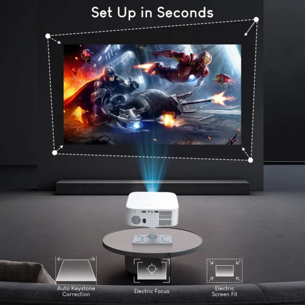 Salange 1080P Projector 4K Video Supported Android 13.0 OS Auto Keystone Electric Focus 300 Inches Big Screen Bluetooth 5.2 - Image 4